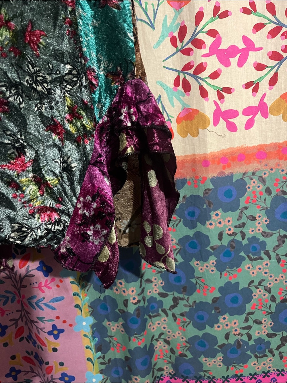 NWOT Sacred Threads Boho Purple Floral Polyester Velvety Sleeveless Kimono OS - Picture 7 of 10
